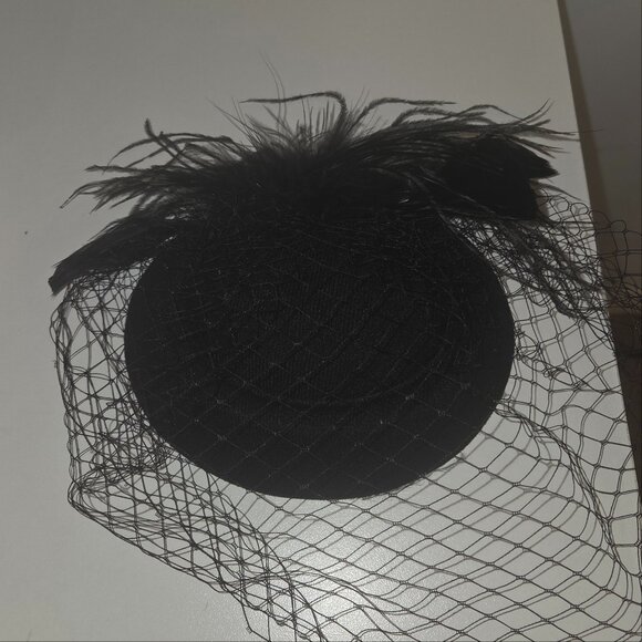Pillbox Hat with Veil & Feathers - Picture 2 of 2
